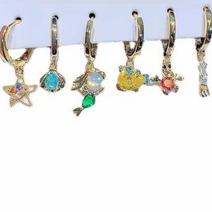 CUTEST Disney Little Mermaid Charm Earrings (6 piece) Mix n Match n Stack